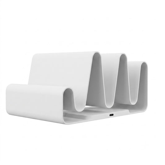 3D Printed Streamlined Desktop Organizer - Minimalist Desktop Stand (White)