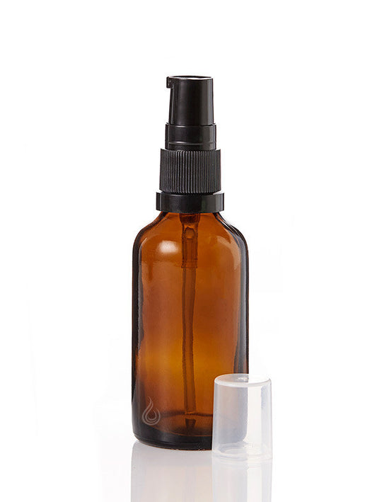 Amber Glass Bottle (50ml) with Black PUMP Caps