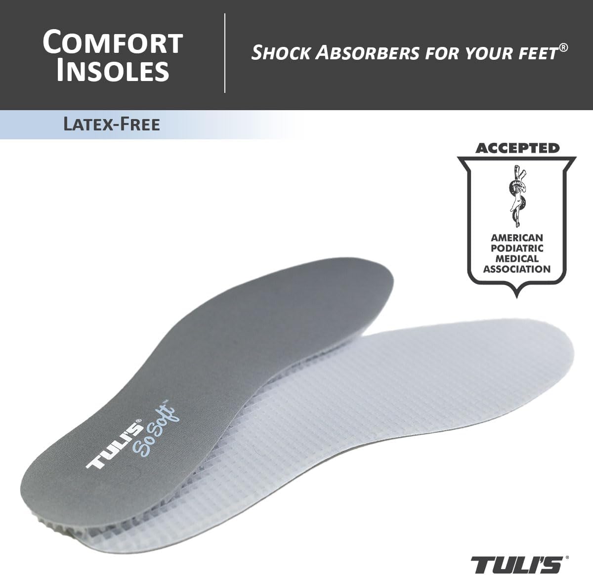 Tuli's So Soft Insoles - Thin, Comfortable Shoe Inserts for Foot Fatigue Relief, Trim-to-Fit Design