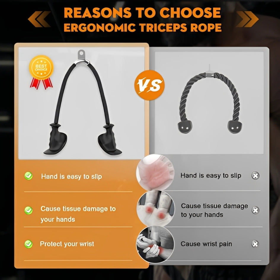 Anti-Slip Tricep Rope Cable Attachment for Gym Workouts & Pulldown Machines