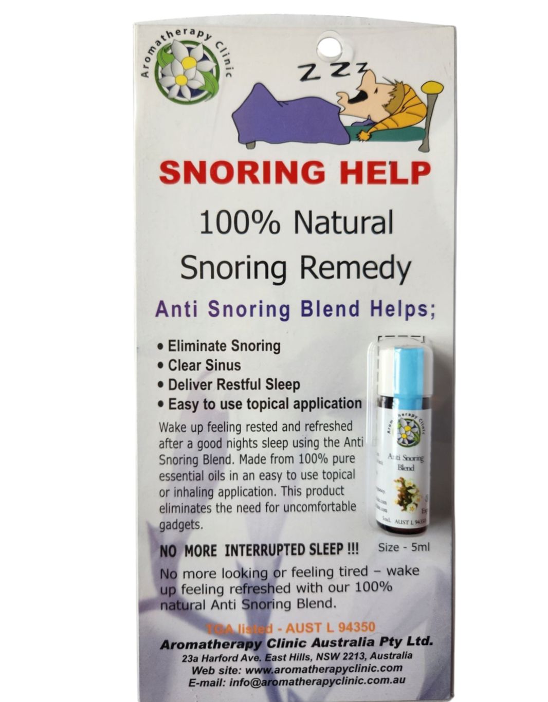 Natural Snoring Relief - 100% Essential Oil Blend