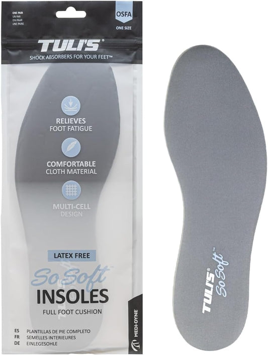 Tuli's So Soft Insoles - Thin, Comfortable Shoe Inserts for Foot Fatigue Relief, Trim-to-Fit Design