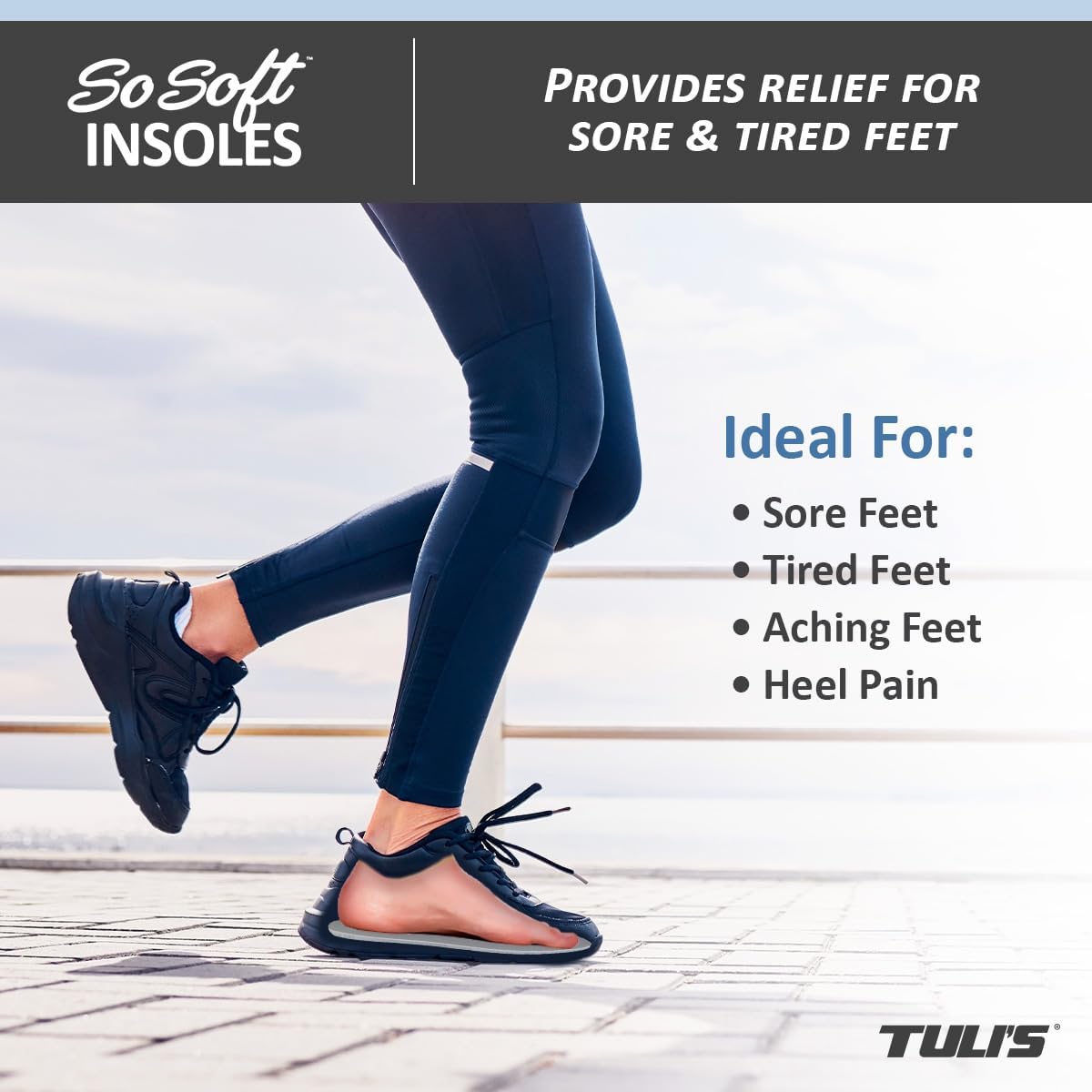 Tuli's So Soft Insoles - Thin, Comfortable Shoe Inserts for Foot Fatigue Relief, Trim-to-Fit Design