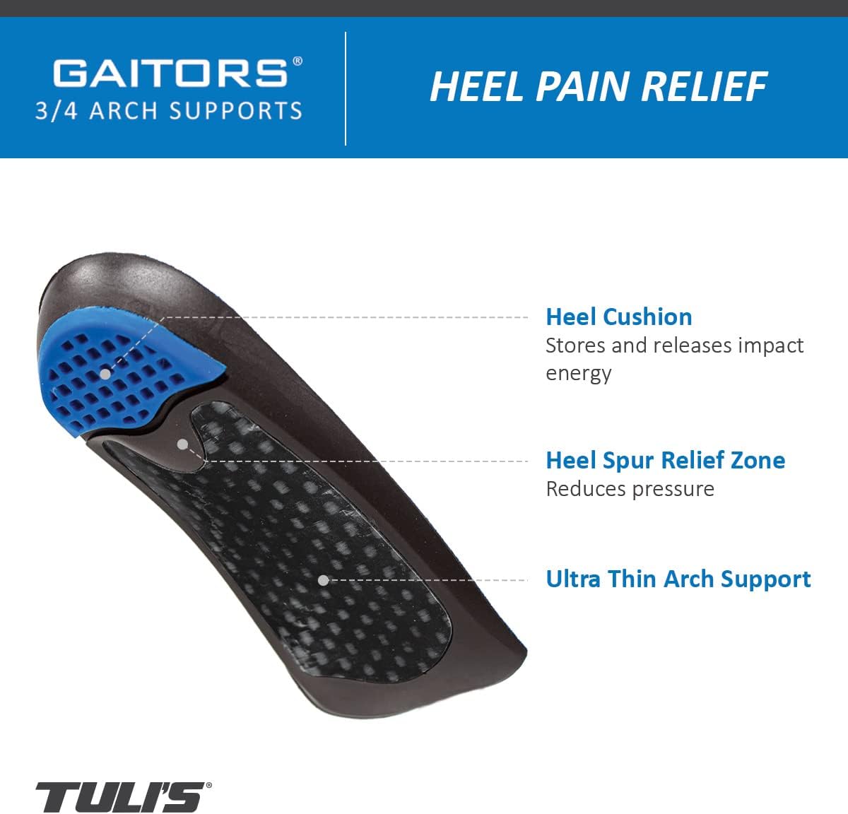 Tuli's Gaitors 3/4 Length Premium Arch Support - for Plantar Fasciitis, Fallen Arches, and Support - Large (Ladies 10-12, Men's 8-10)