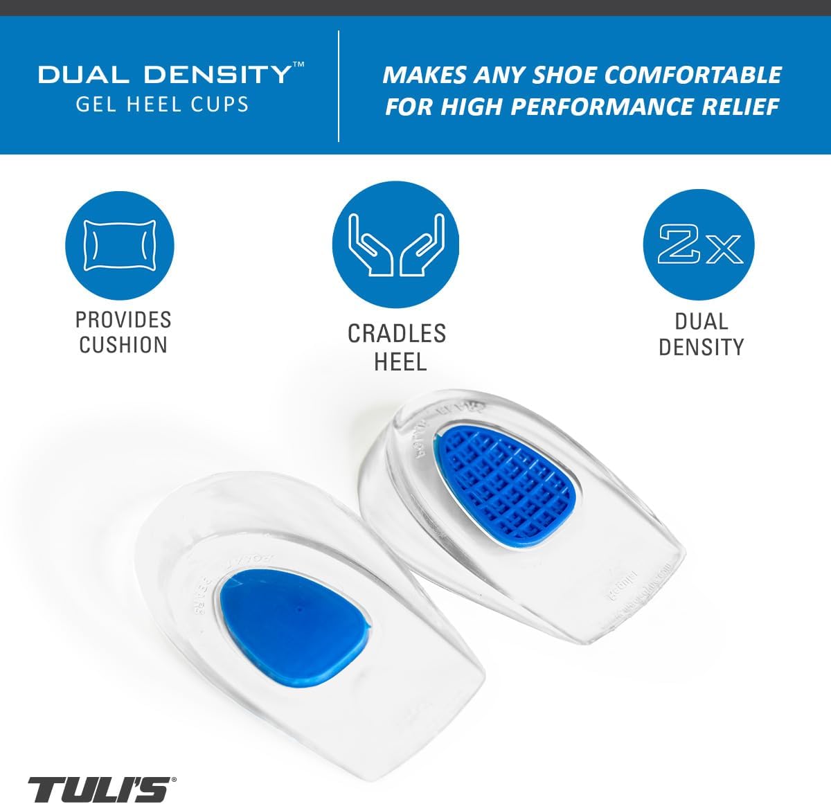 TuliGEL Polar Bears - Dual Density Gel Heel Cups - Developed Specifically for Heel Spurs (Large, Mens)