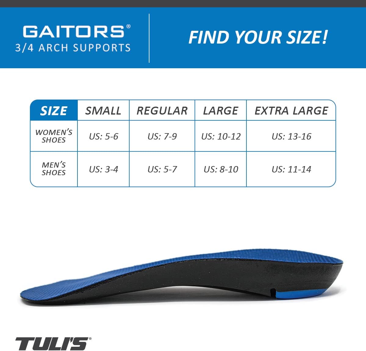 Tuli's Gaitors 3/4 Length Premium Arch Support - for Plantar Fasciitis, Fallen Arches, and Support - Large (Ladies 10-12, Men's 8-10)