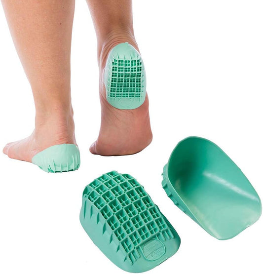 TULI's Heel Cups - Heavy Duty Green, Shock Absorbing Heel Cups for Heel Pain Relief, Heel Spurs, and Foot Supportups