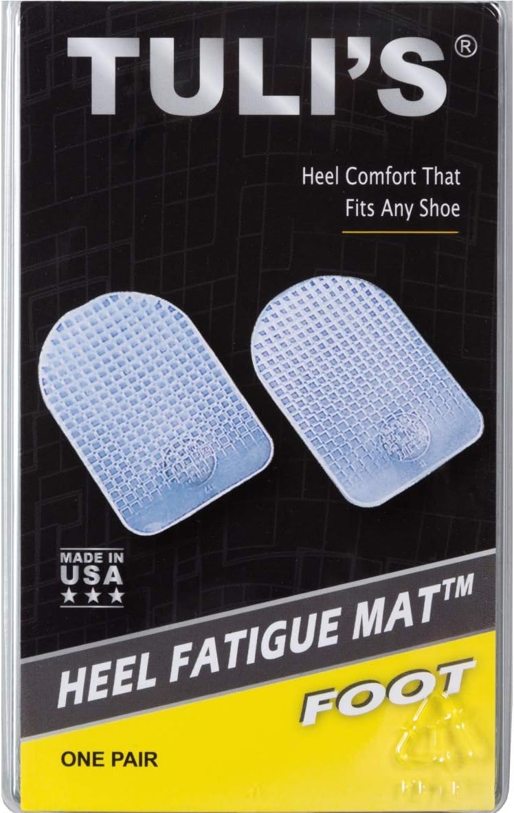 TuliGel Heel Fatigue Mats - Low Profile Shock Absorbing Heel Protection for Shoes