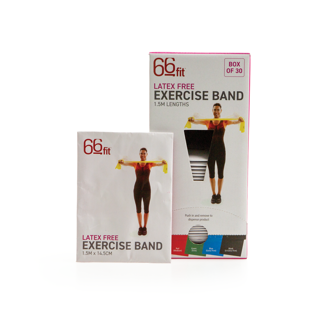 66fit Latex Free Exercise Band – 1.5m Box of 30