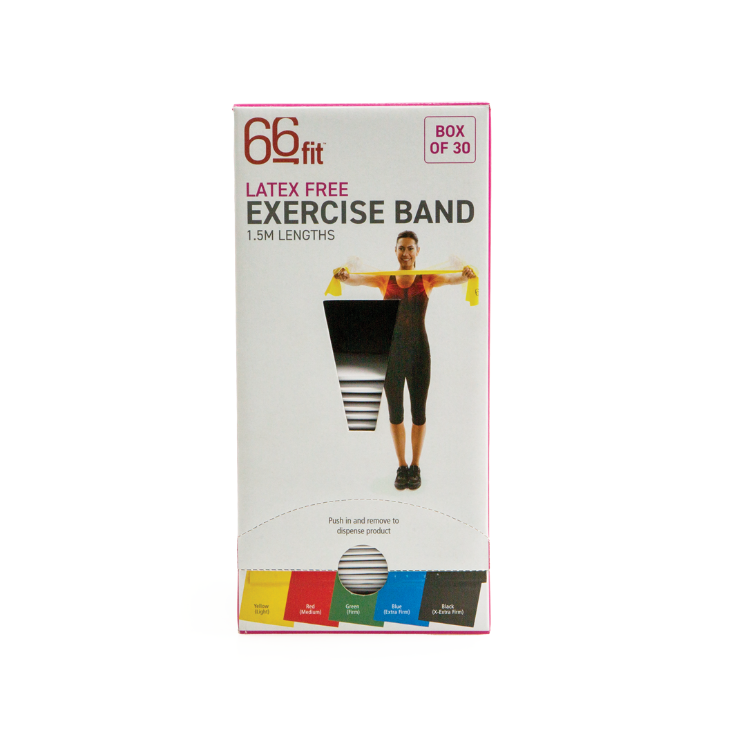 66fit Latex Free Exercise Band – 1.5m Box of 30