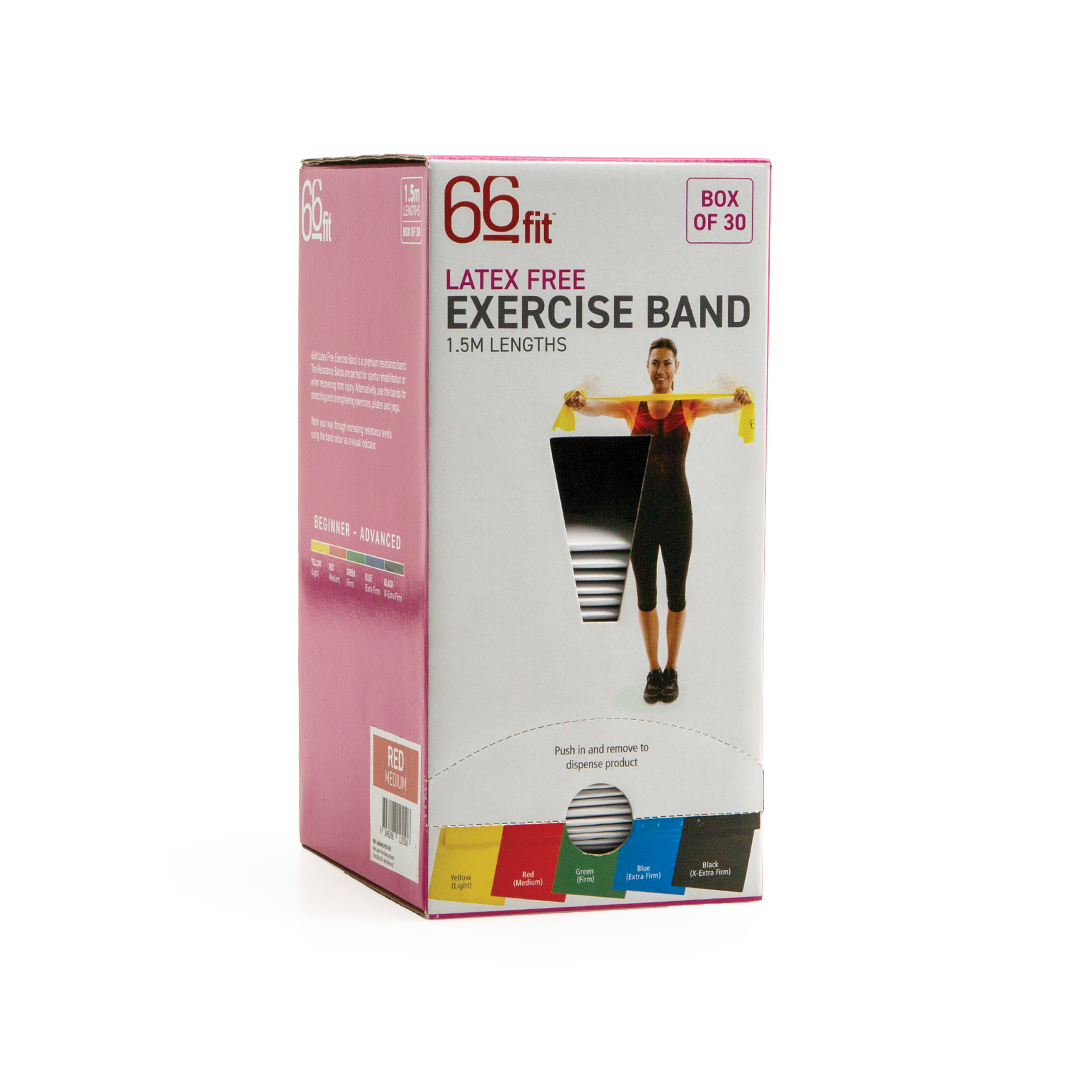66fit Latex Free Exercise Band – 1.5m Box of 30