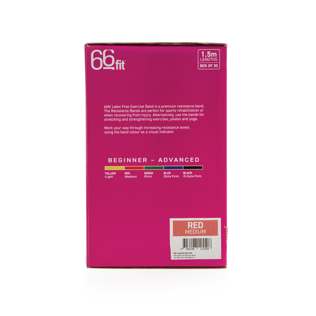 66fit Latex Free Exercise Band – 1.5m Box of 30
