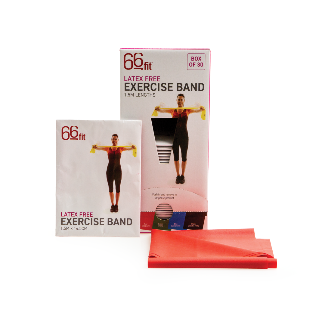66fit Latex Free Exercise Band – 1.5m Box of 30