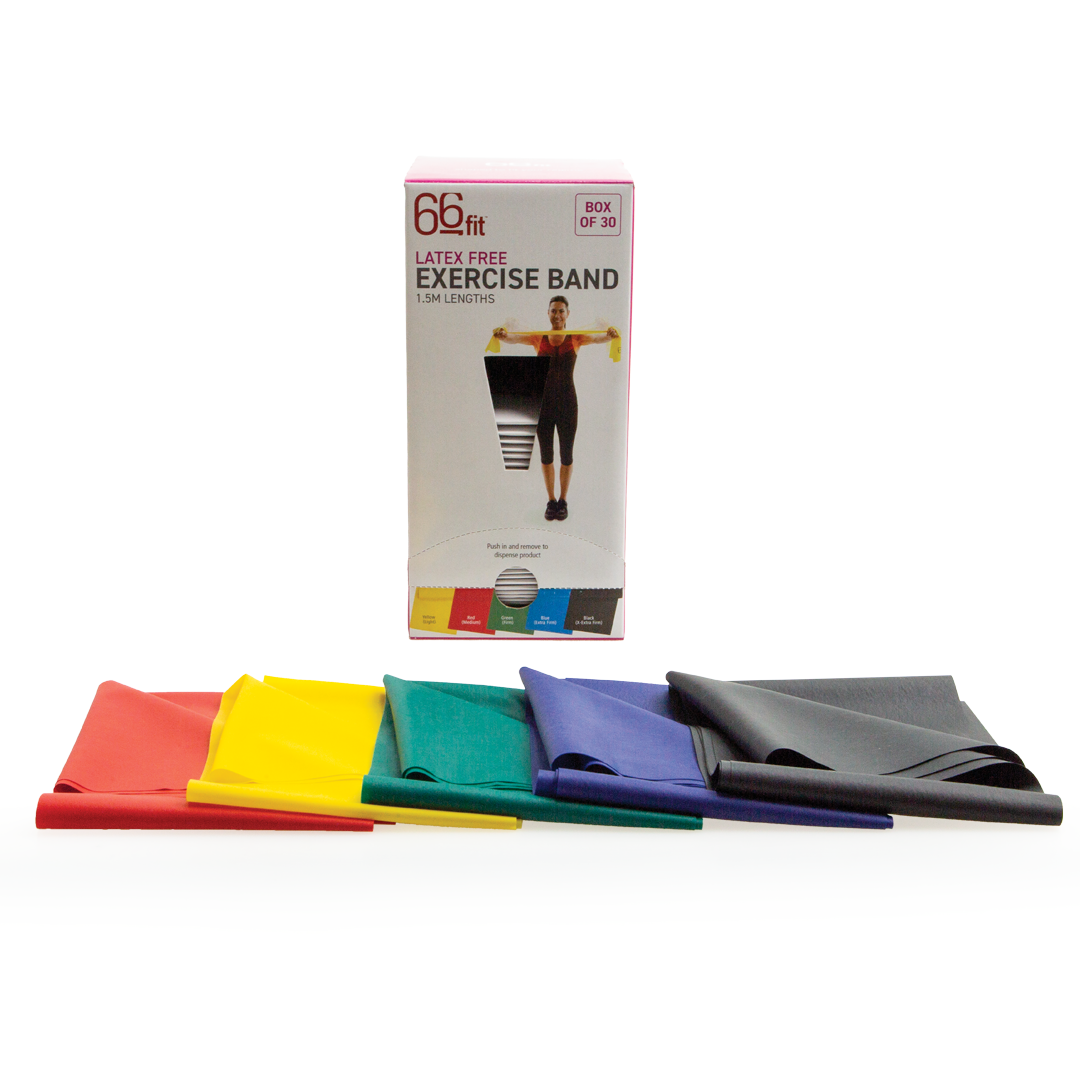 66fit Latex Free Exercise Band – 1.5m Box of 30