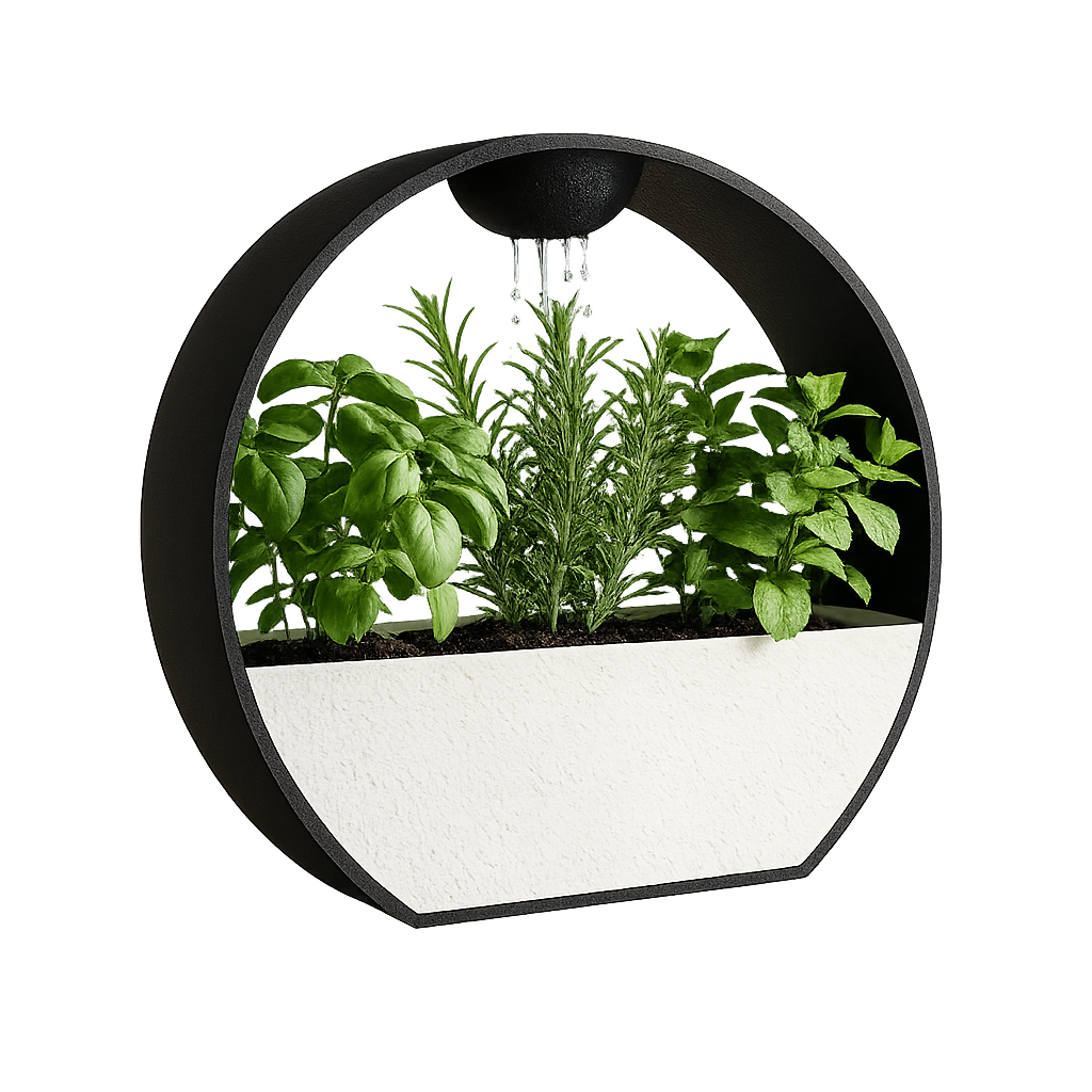 3D-printed stone-textured self-watering flower pot