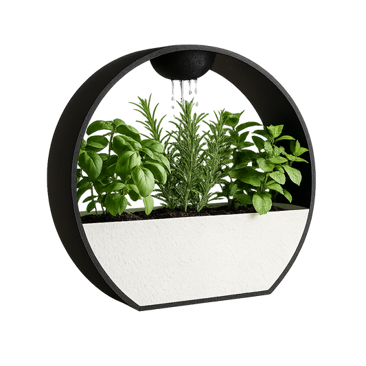 3D-printed stone-textured self-watering flower pot
