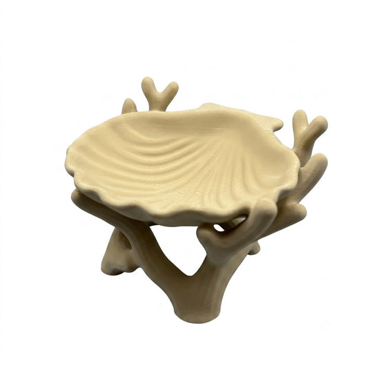 3D printed organic coral and seashell jewelry and key storage box, flesh-colored