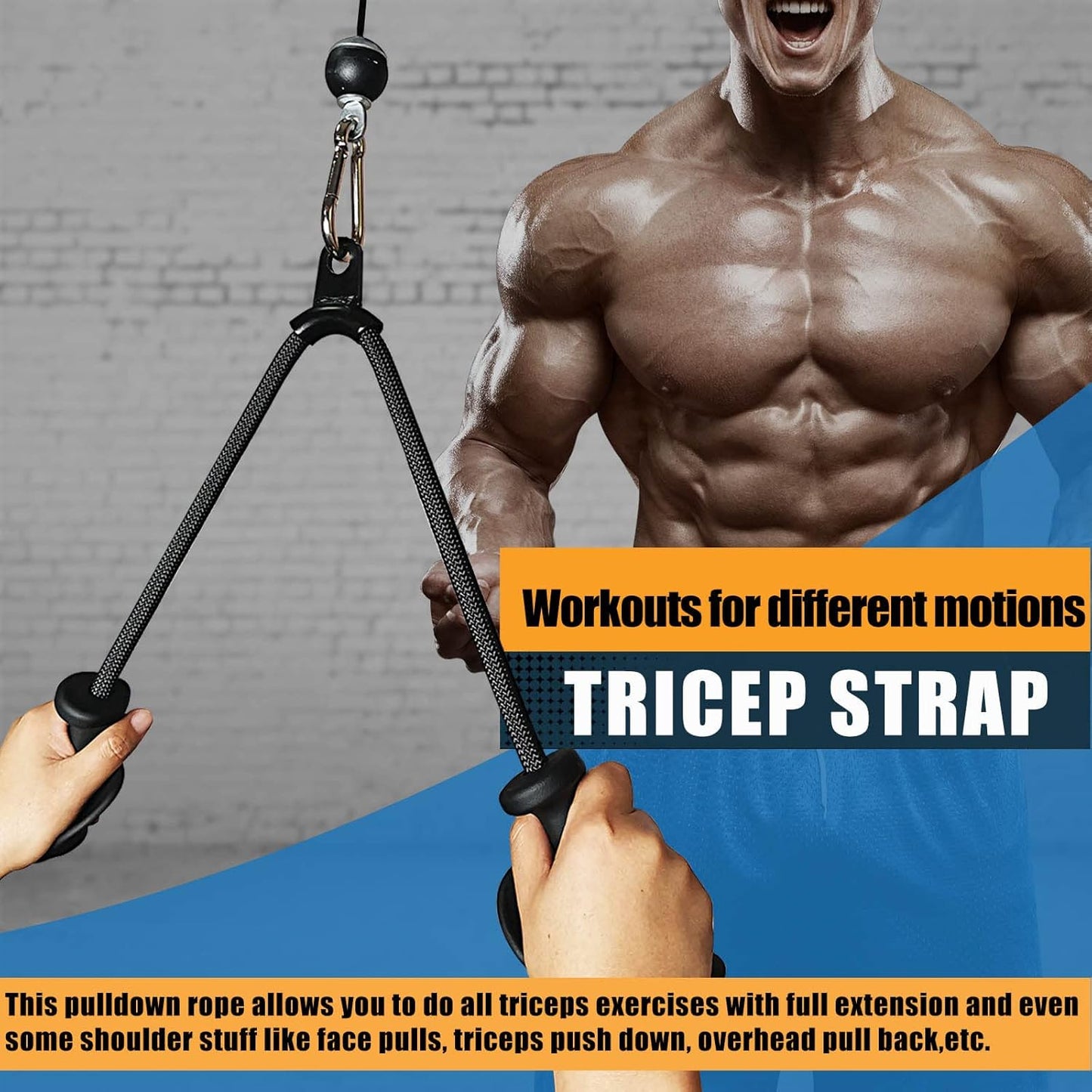 Anti-Slip Tricep Rope Cable Attachment for Gym Workouts & Pulldown Machines