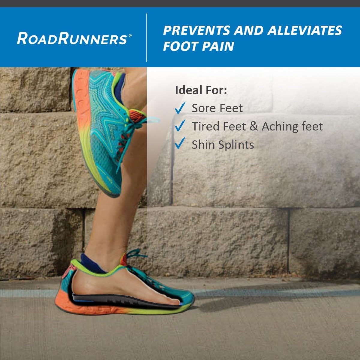 Tuli's RoadRunners Replacement Insoles - Premium Arch Support and Shock Absorption for Improved Performance