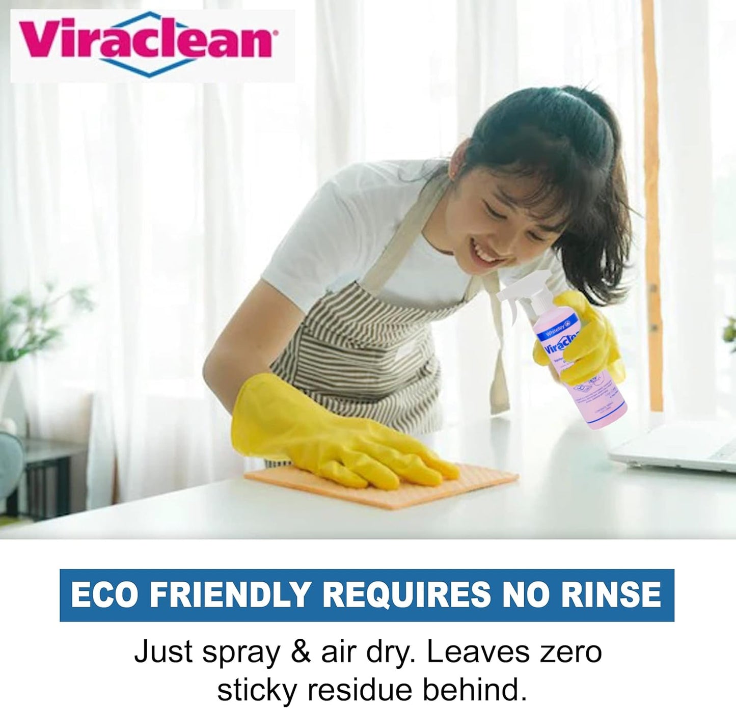 Viraclean Hospital Grade Disinfectant – Surface Cleaner, Non-Flammable, pH Neutral, Lemon Fragrance