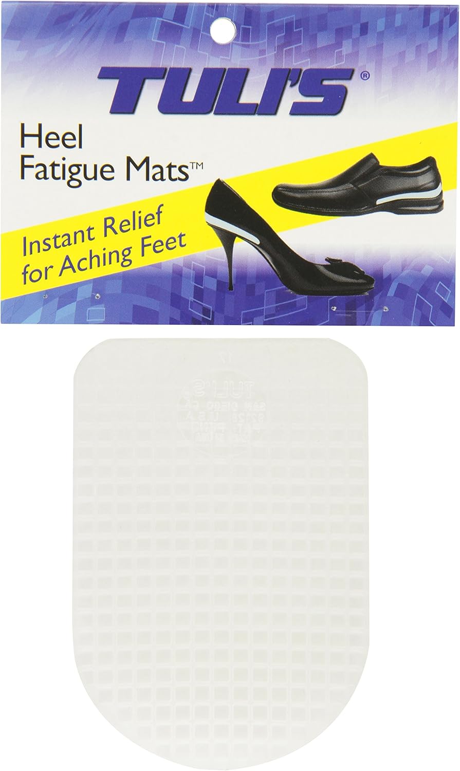 TuliGel Heel Fatigue Mats - Low Profile Shock Absorbing Heel Protection for Shoes