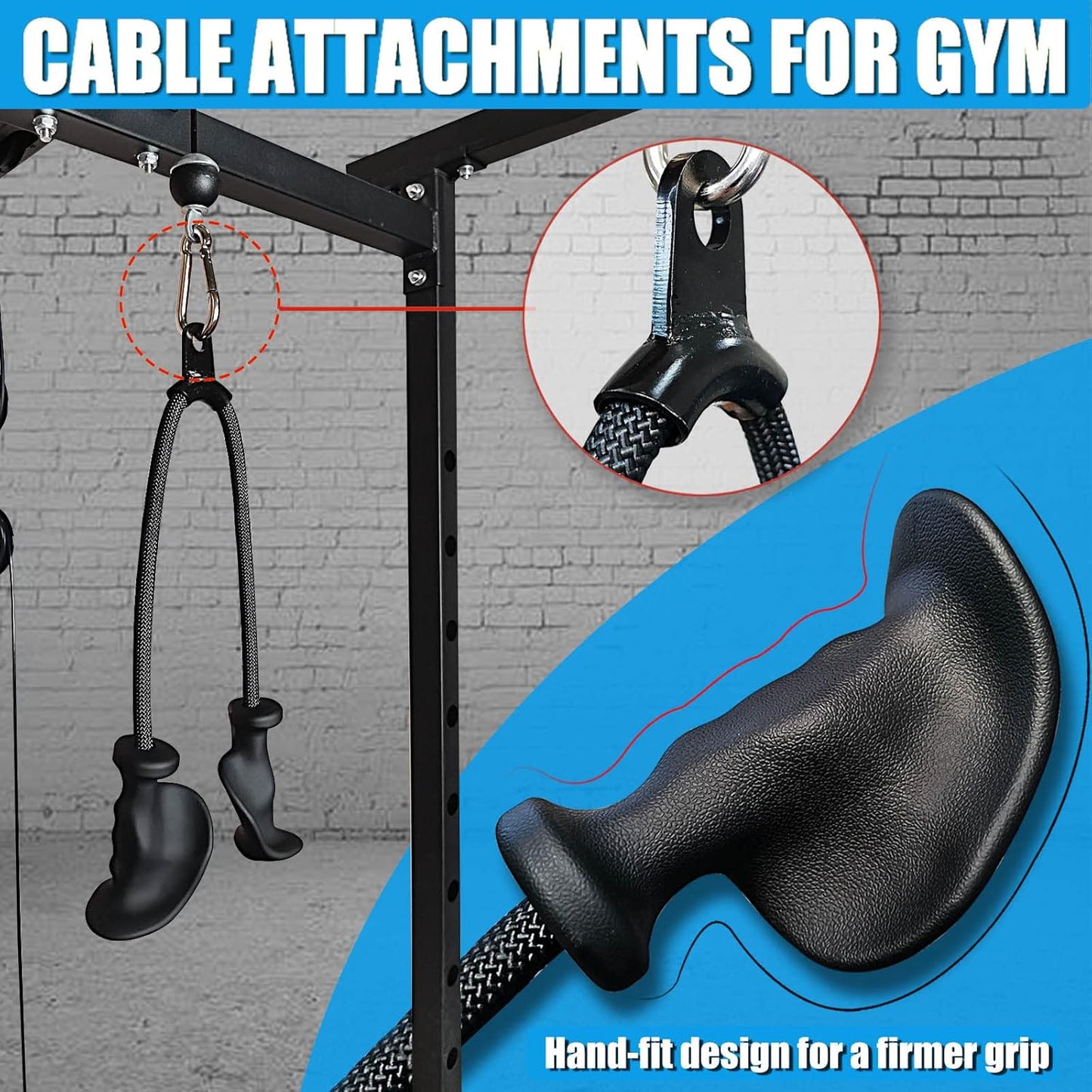 Anti-Slip Tricep Rope Cable Attachment for Gym Workouts & Pulldown Machines