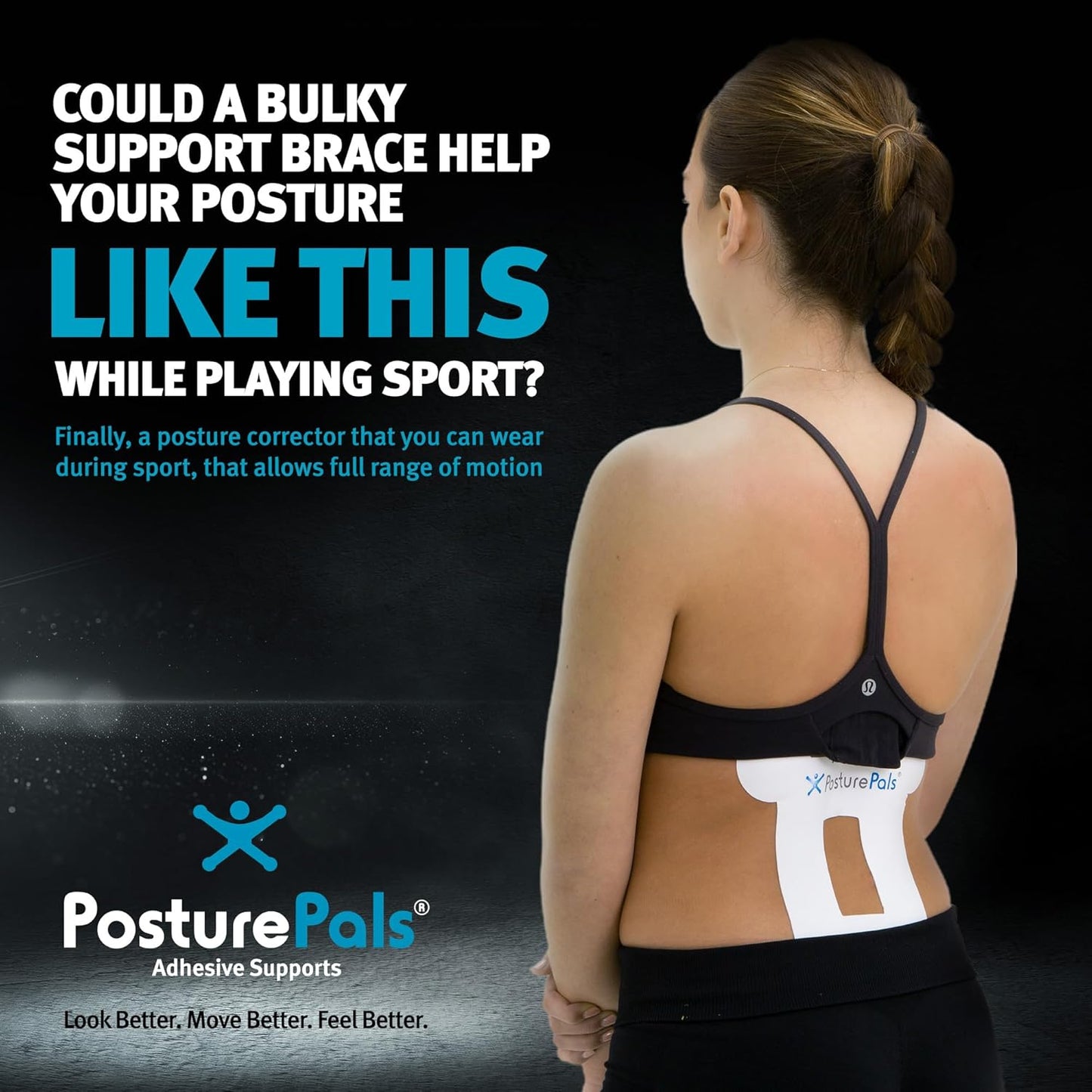 PosturePals Box Shape Posture Corrector Support Tape – Pack of 5 | Waterproof Physio Tape