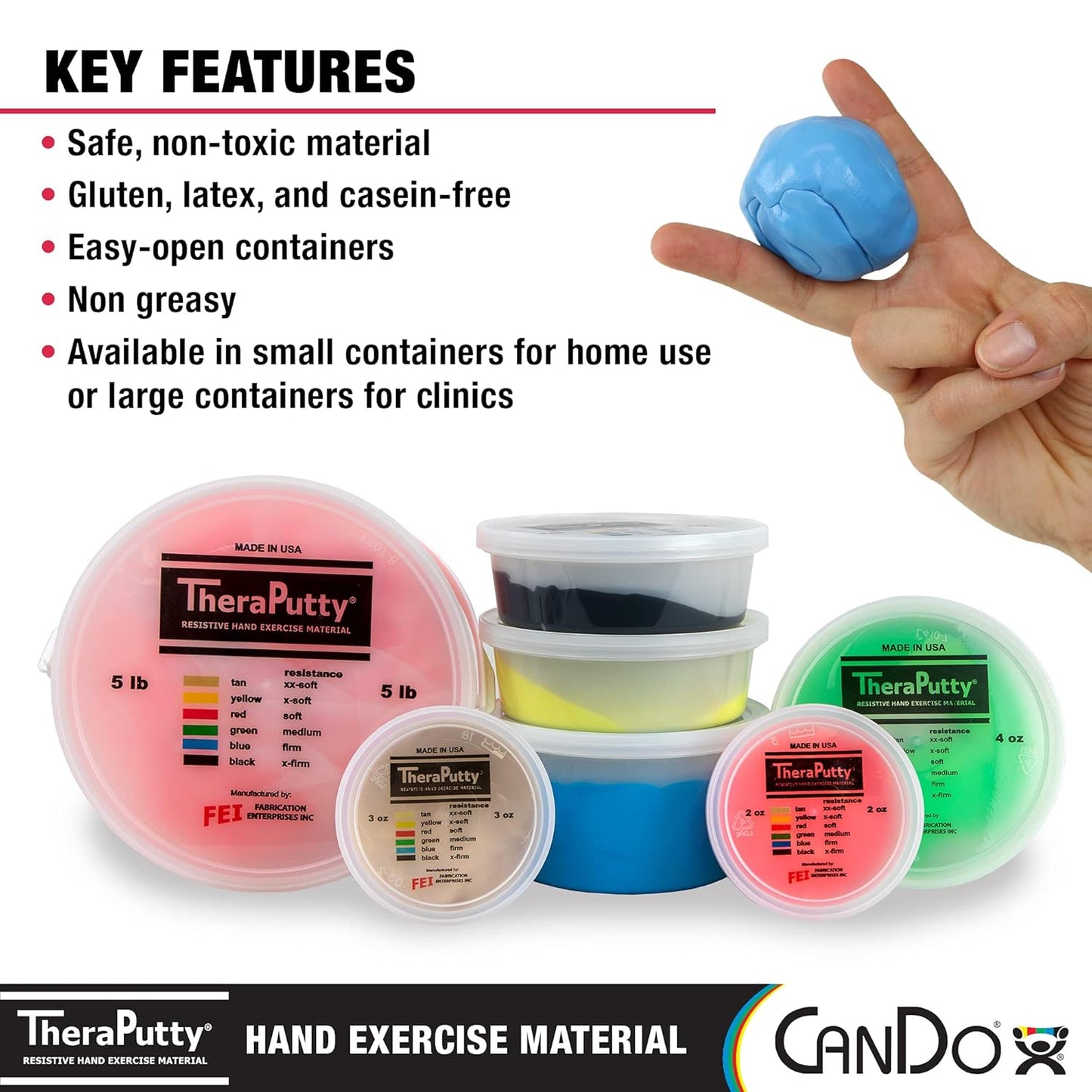Cando Theraputty 85g - Antimicrobial Resistive Hand Exercise Sensory Putty