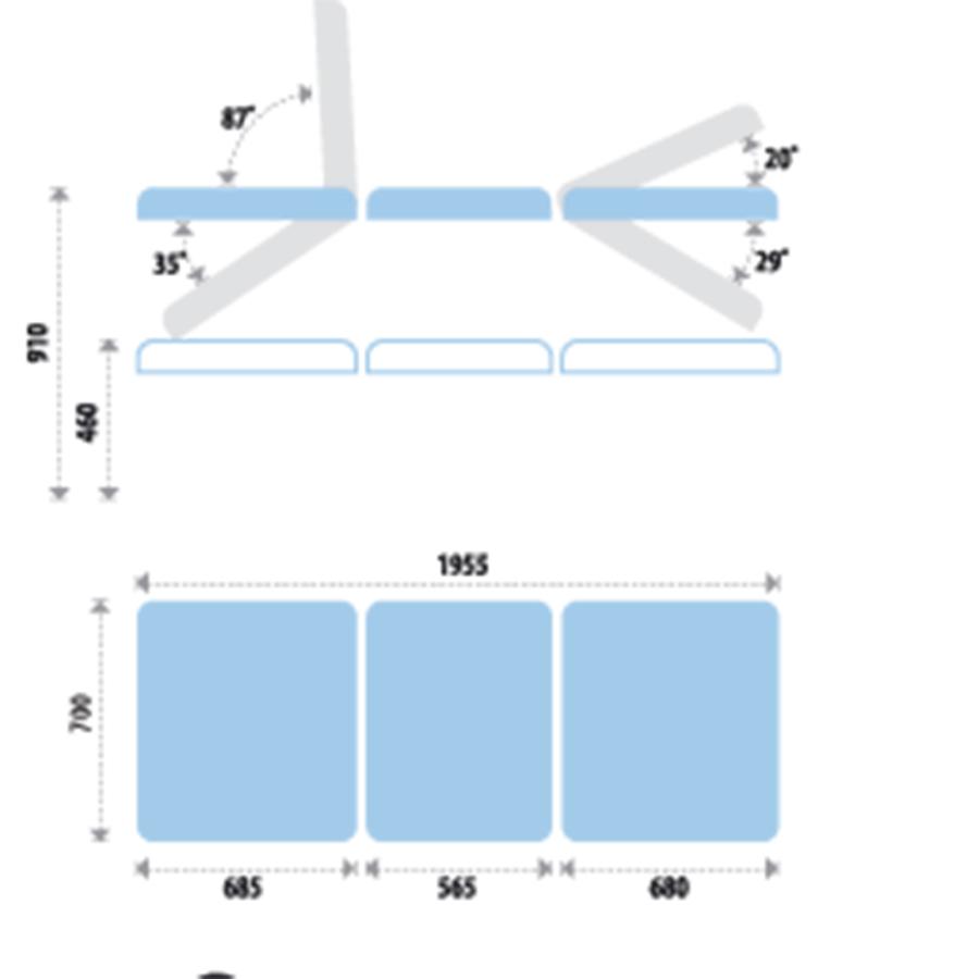 Variable Height 3 Section Table with Adjustable Back Rest
