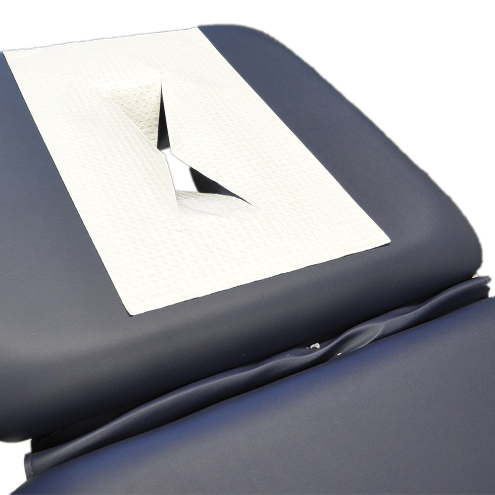 Disposable Head Pads – Box of 100 Hygienic Barrier for Treatment Tables, Available in Plain, Circle Cut, and X-Cut
