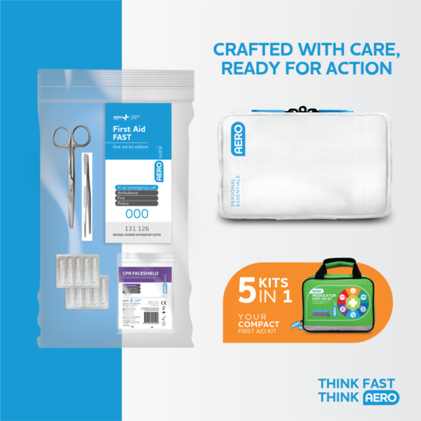 AEROKIT 3 Series Mini Modulator First Aid Kit – Softpack with 5 Colour-Coded Modules | 125 Hospital-Grade Items