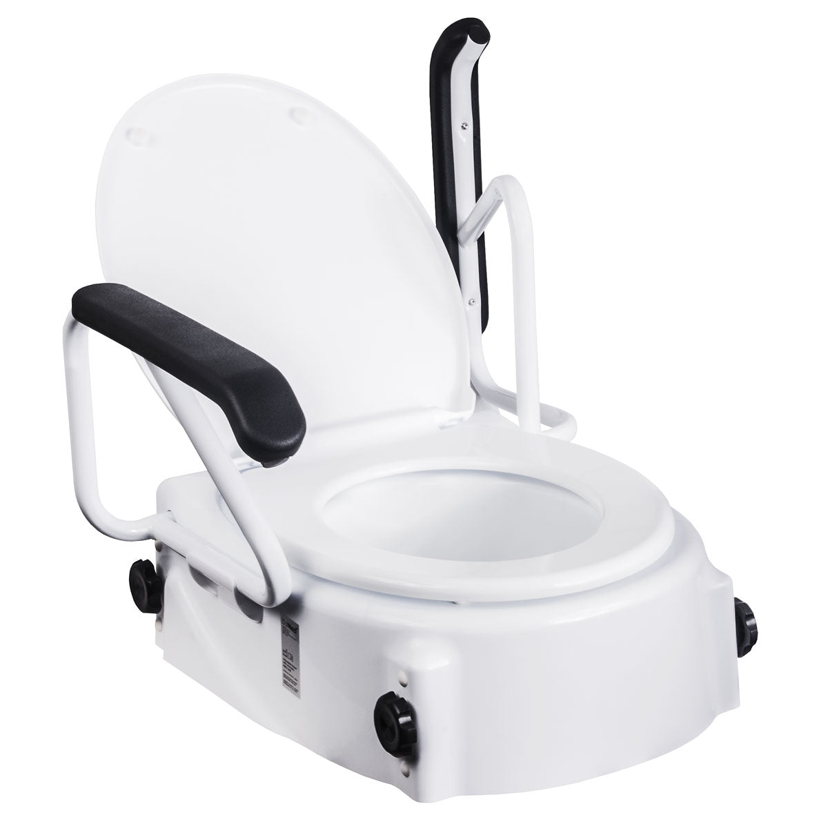 Adjustable Raised Toilet Seat with Armrests for Seniors, Height Adjustable 50-150mm, Fits Standard Aussie Toilets
