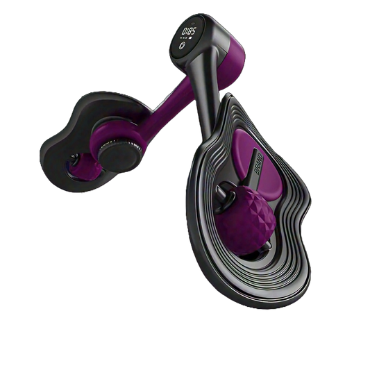 Dark Purple Multi-Function Pelvic Floor Muscle Trainer | LCD Display | Postpartum Recovery Thigh Trimmer | 360° Rotatable Leg Fitness Tool