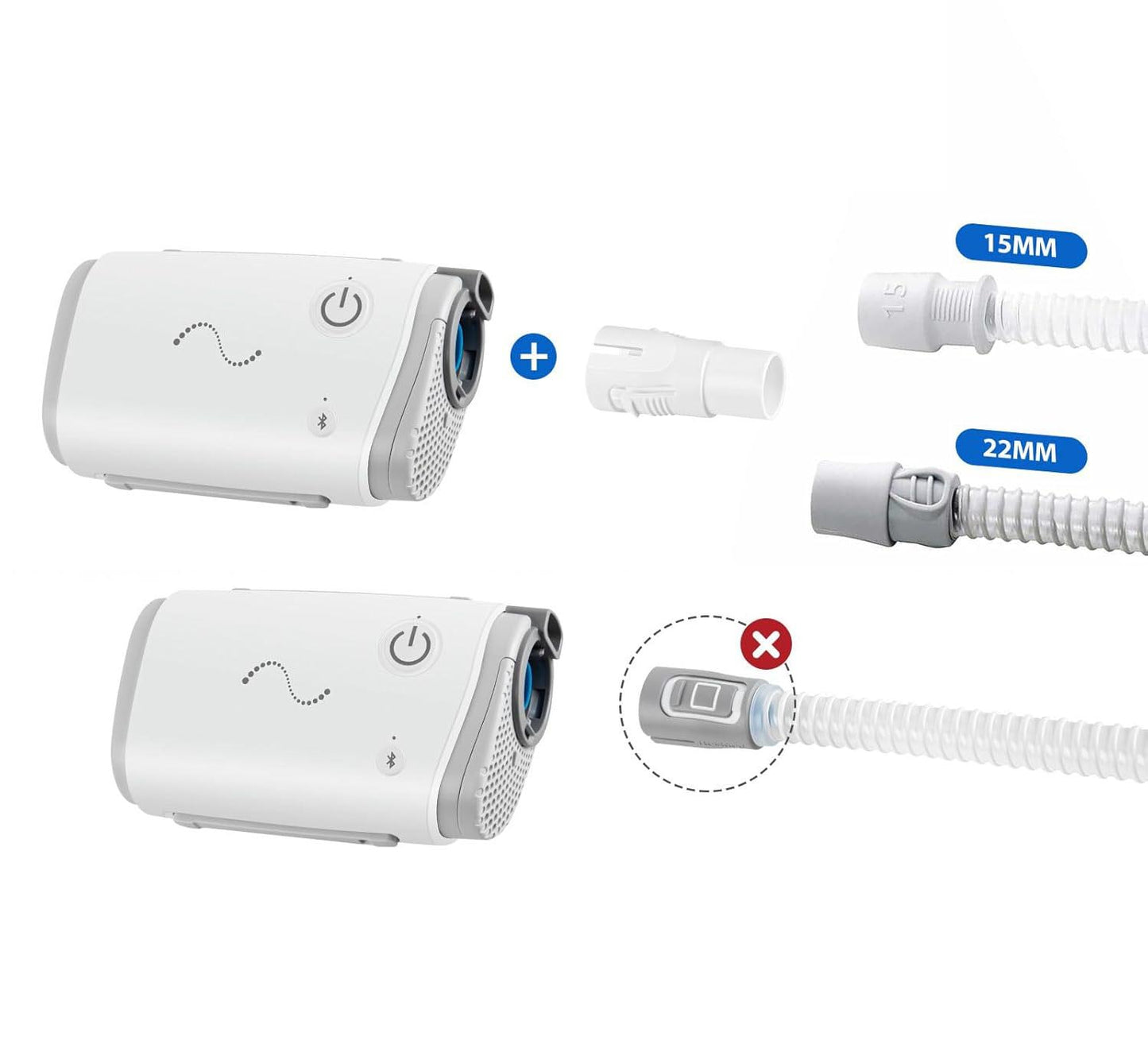Adapter Set for ResMed AirMini CPAP Machines | 15mm & 22mm Tube Compatibility