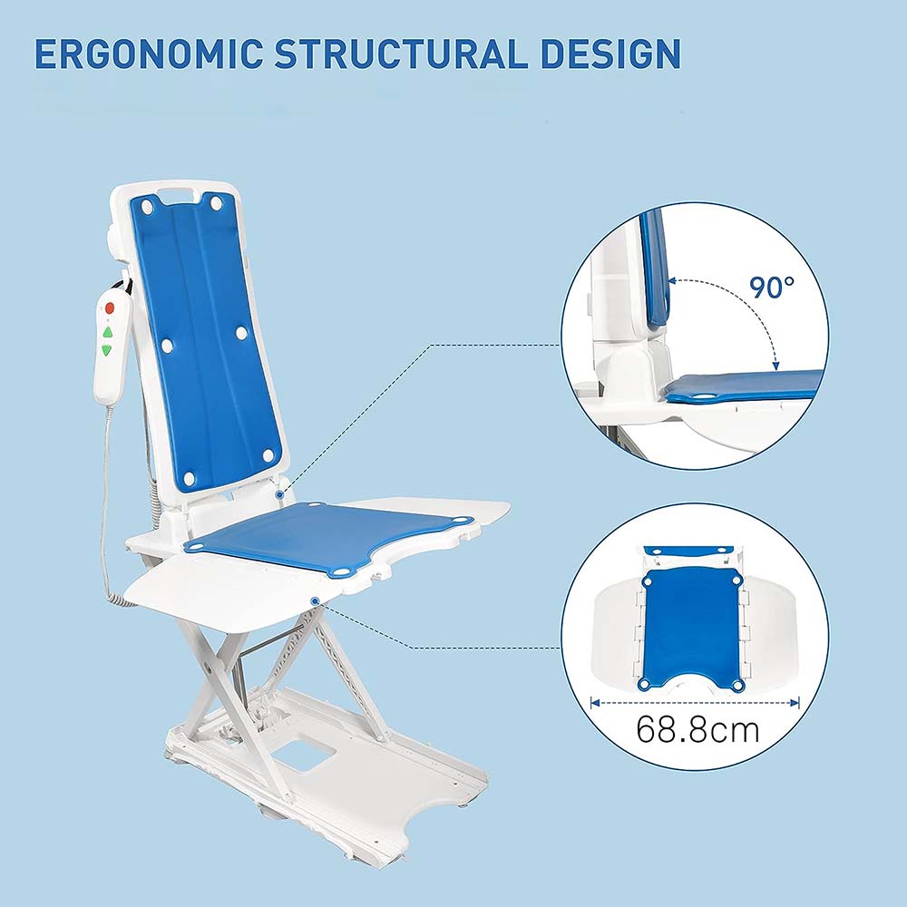 Battery-Powered Bath Lift Chair -  Auto Reclining and Adjustable, Safe and Comfortable for Elderly and Limited Mobility