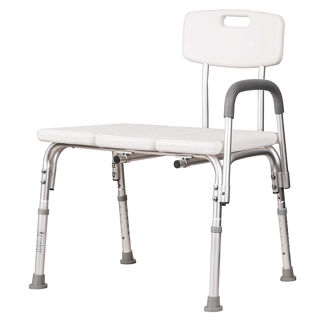 Adjustable Height Bath Transfer Bench with Backrest & Removable Arm - Safe & Comfortable Shower Support