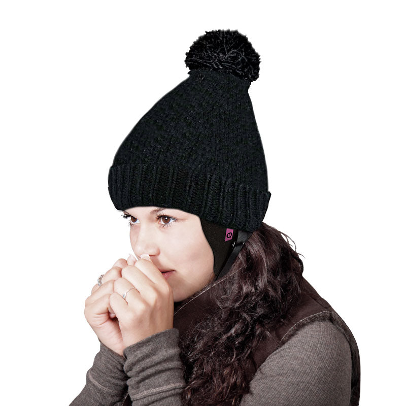 Adjustable Neoprene Beanie Head Protector with Wool Knit Cover - Discreet Helmet Alternative