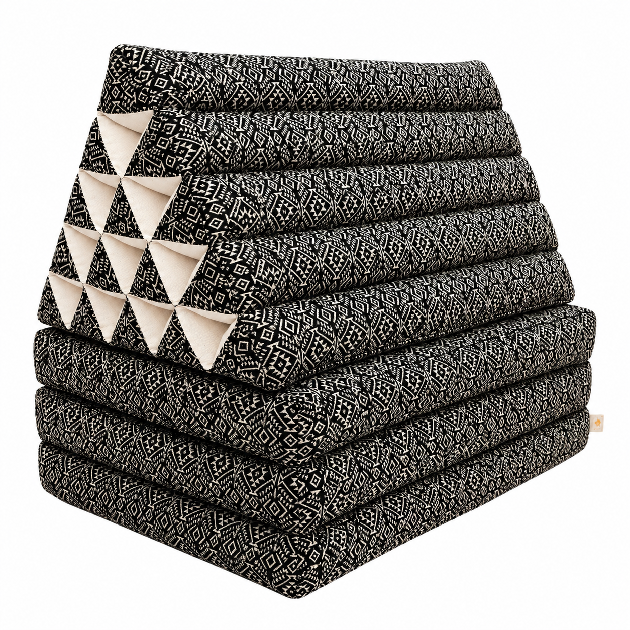 Large Thai Triangle Pillow – 3 Fold Floor Cushion | Handmade Thai Lounge Mat & Backrest | 100% Kapok Filled