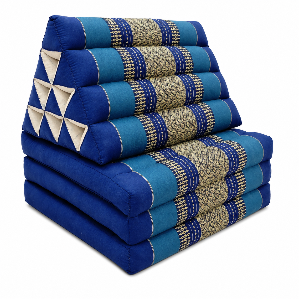 Large Thai Triangle Pillow – 3 Fold Floor Cushion | Handmade Thai Lounge Mat & Backrest | 100% Kapok Filled