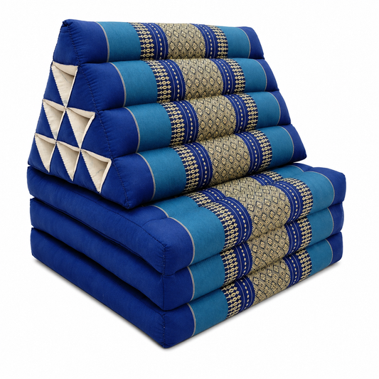 Large Thai Triangle Pillow – 3 Fold Floor Cushion | Handmade Thai Lounge Mat & Backrest | 100% Kapok Filled