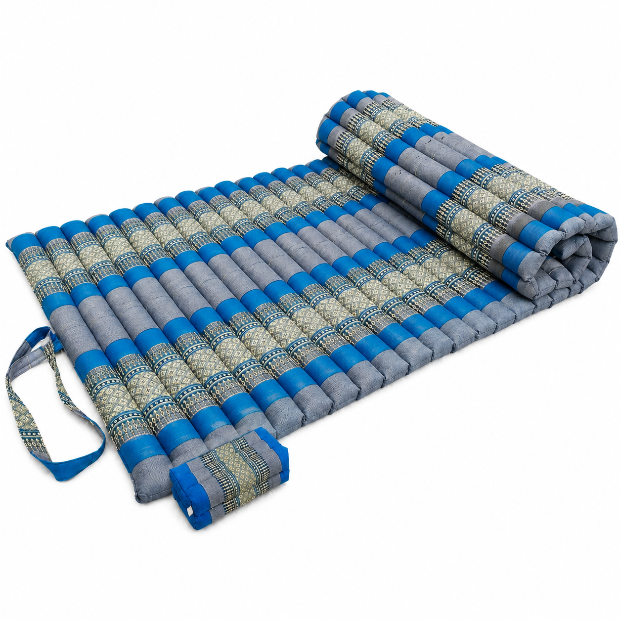 Roll Up Foldable Mattress + Kapok Pillow Block Set - Handmade Thai Daybed & Yoga Mat