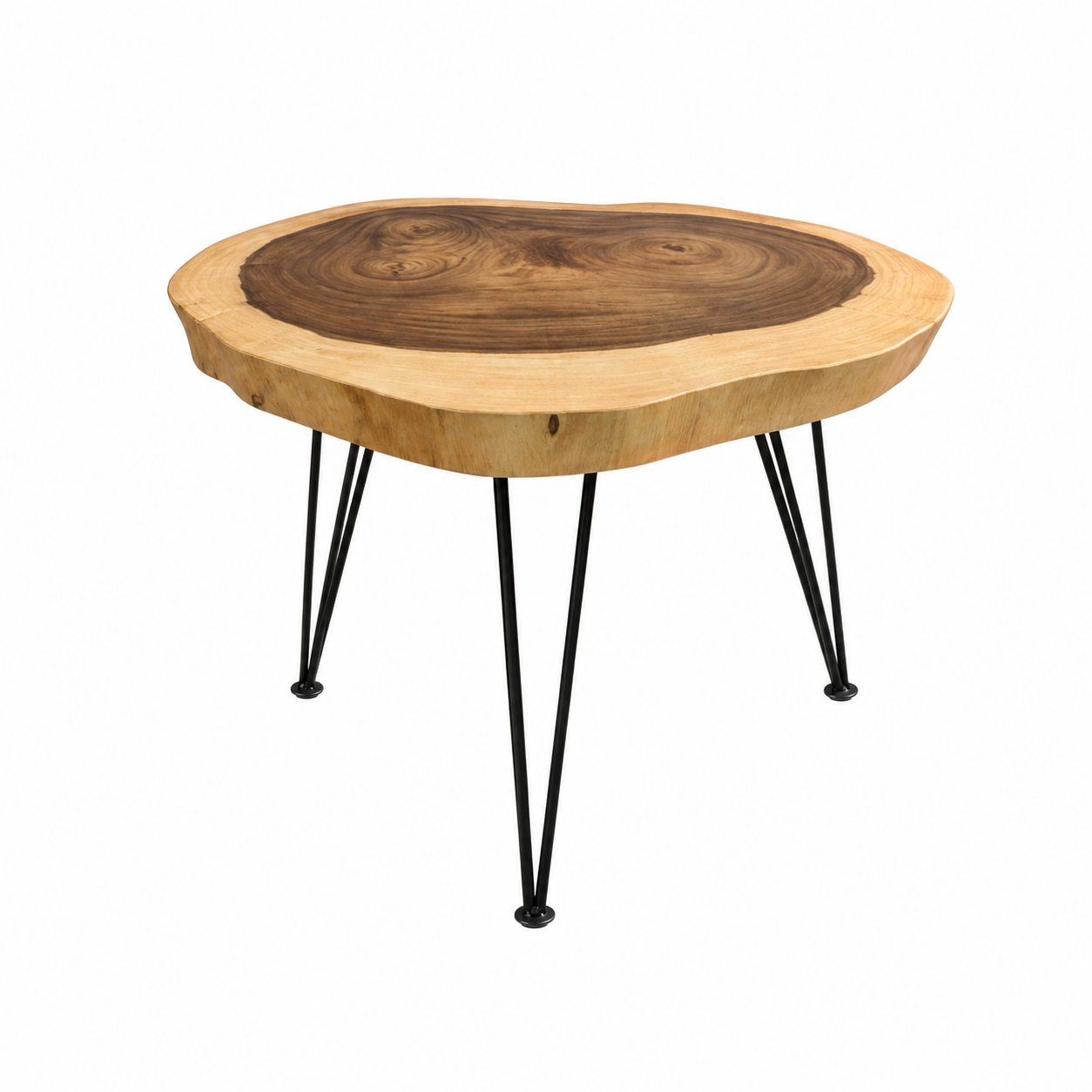 Round Raintree Wood Live Edge Coffee Table - 65cm