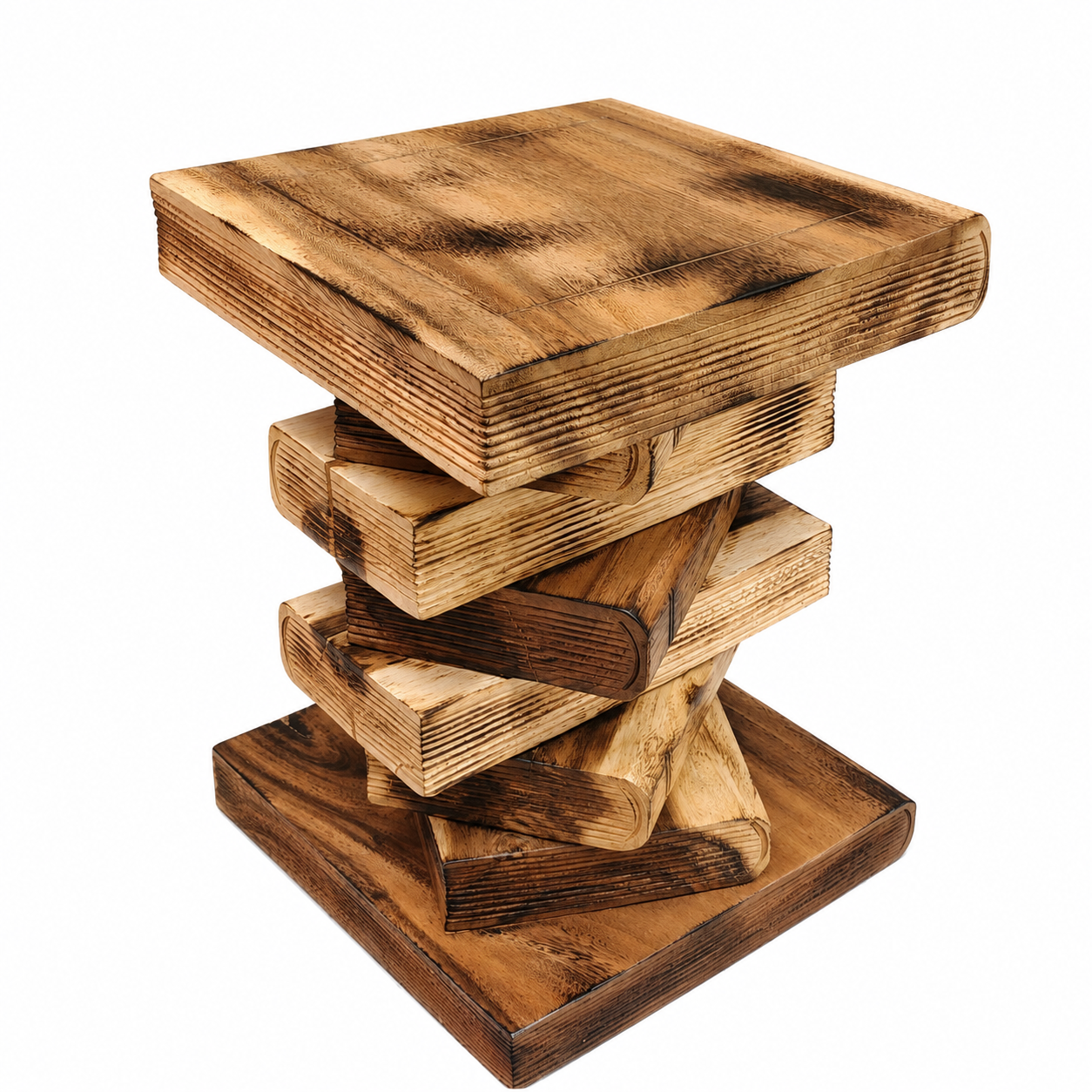 Book Stack Raintree Wood Bedside Table - Clear Finish