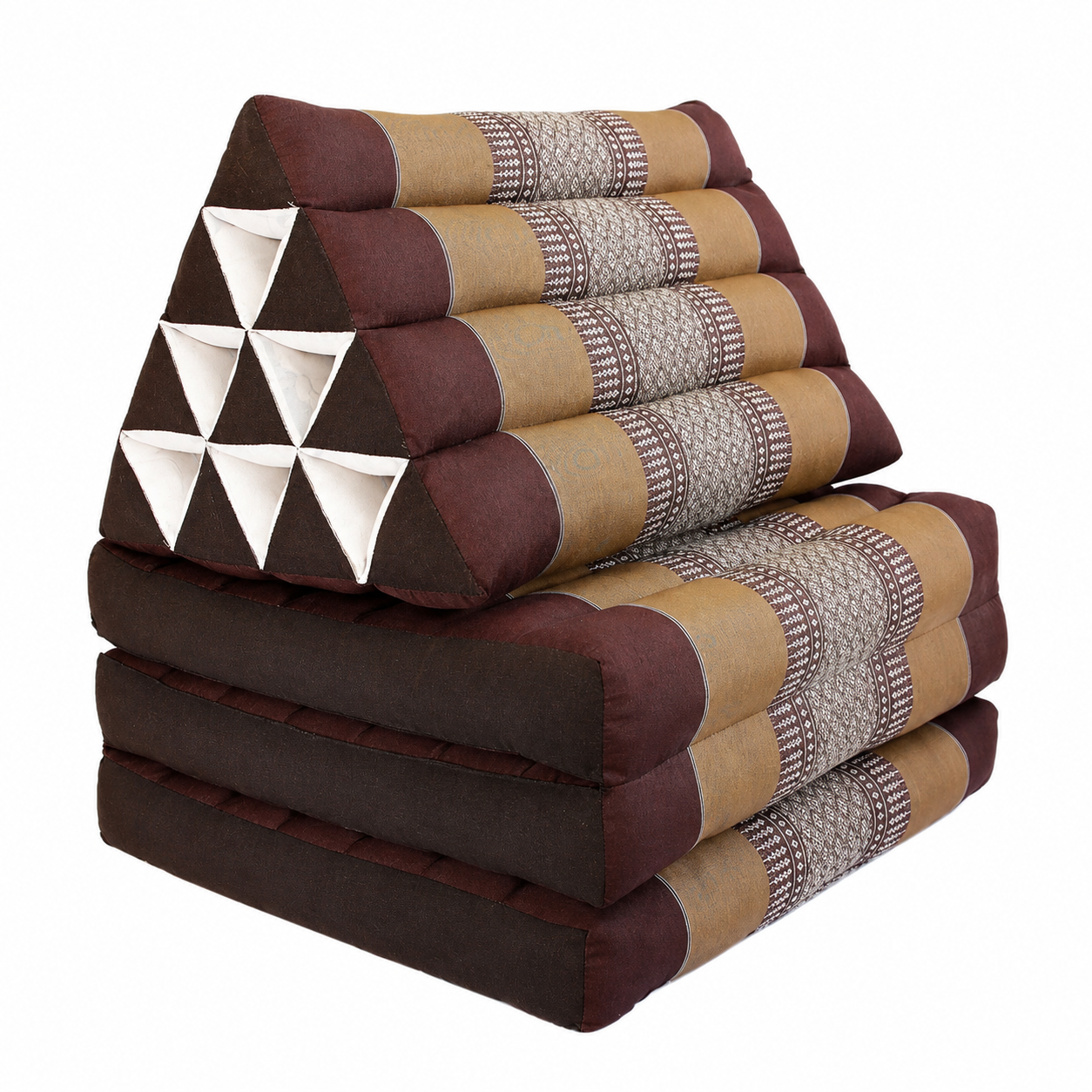 Large Thai Triangle Pillow – 3 Fold Floor Cushion | Handmade Thai Lounge Mat & Backrest | 100% Kapok Filled (Copy)