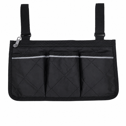 Wheelchair Armrest Bag 32.5x18cm - 4-Compartment Waterproof Universal Side Bag
