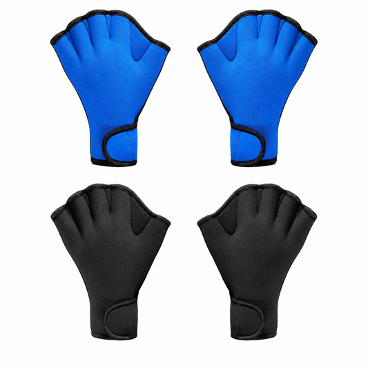 2 Pairs Swimming Gloves Swim Training Gloves Neoprene Gloves Webbed Fitness Water Resistance Training Gloves for Swimming Diving with Wrist Strap