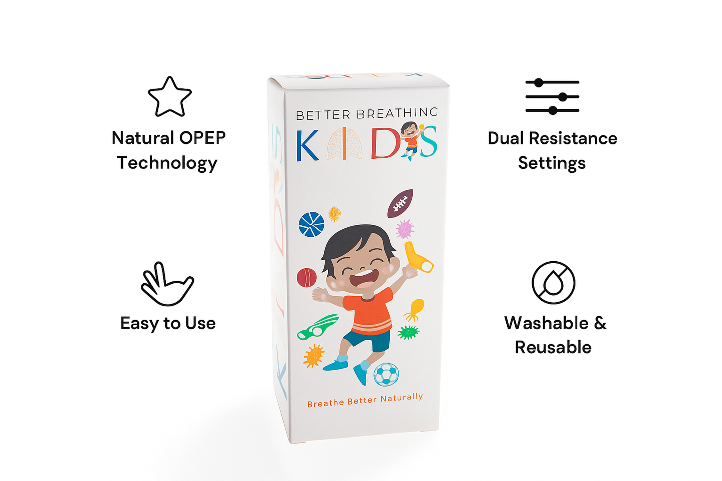 Better Breathing Kids AirPhysio Device – Natural Respiratory Aid for Children Aged 4–14 – Improves Lung Function & Mucus Clearance