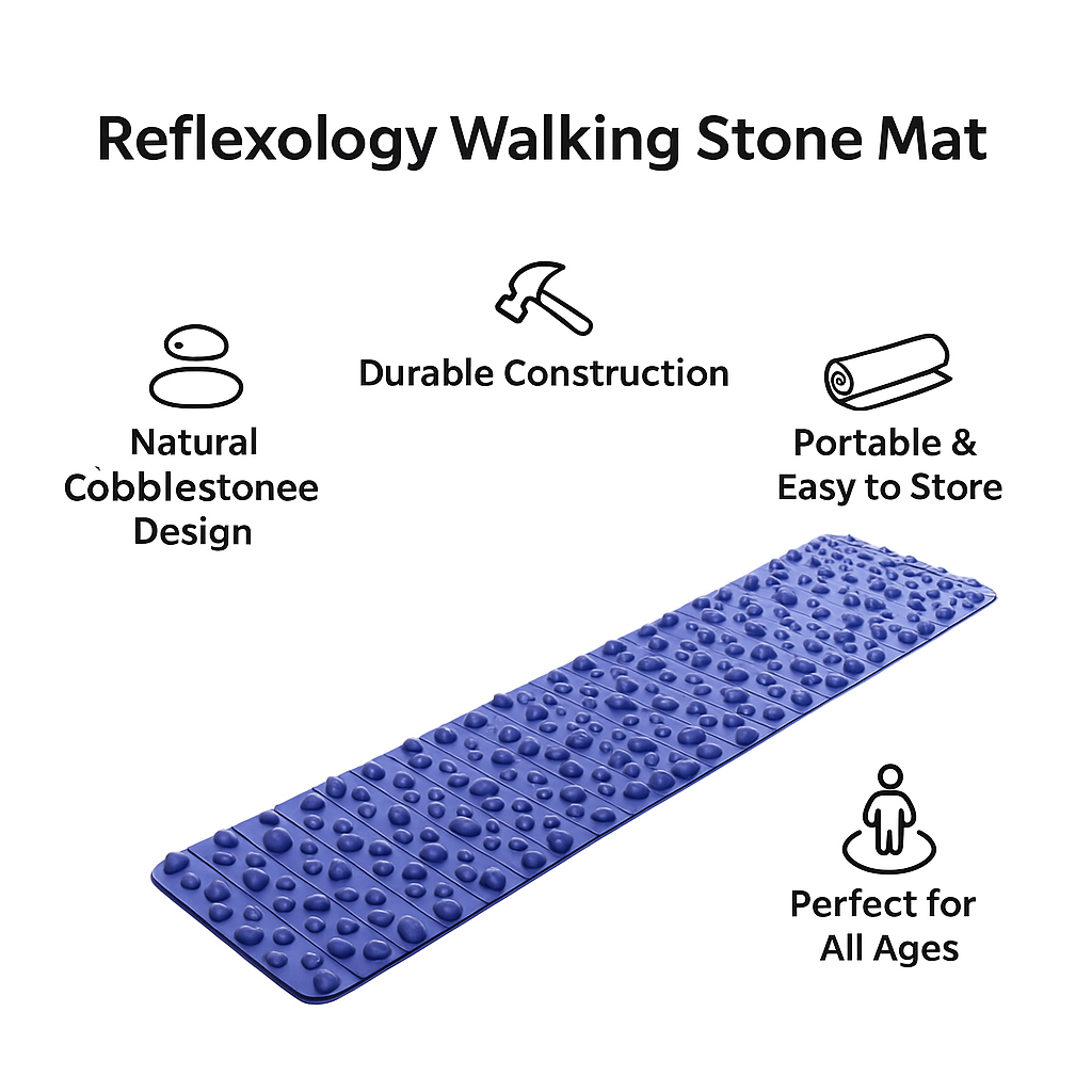 Reflexology Walking Stone Mat - Experience Home Wellness and Foot Therapy with Natural Cobblestones