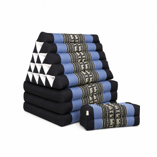 Jumbo Thai Triangle Pillow Three-Fold Day Bed with Arm/Leg Rest Block – Handmade Kapok Lounge Set
