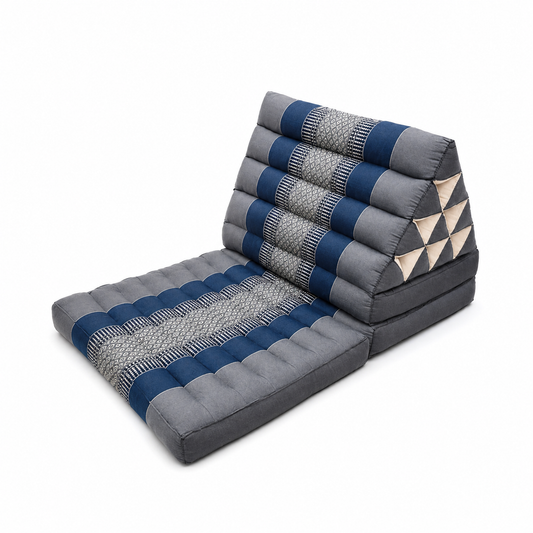 Large Thai Triangle Pillow – 3 Fold Floor Cushion | Handmade Thai Lounge Mat & Backrest | 100% Kapok Filled